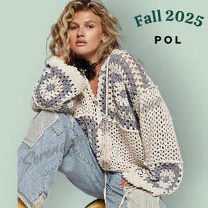 POL Brand New Release Lush Thick Lavender Granny Button Up Hoodie Sweater